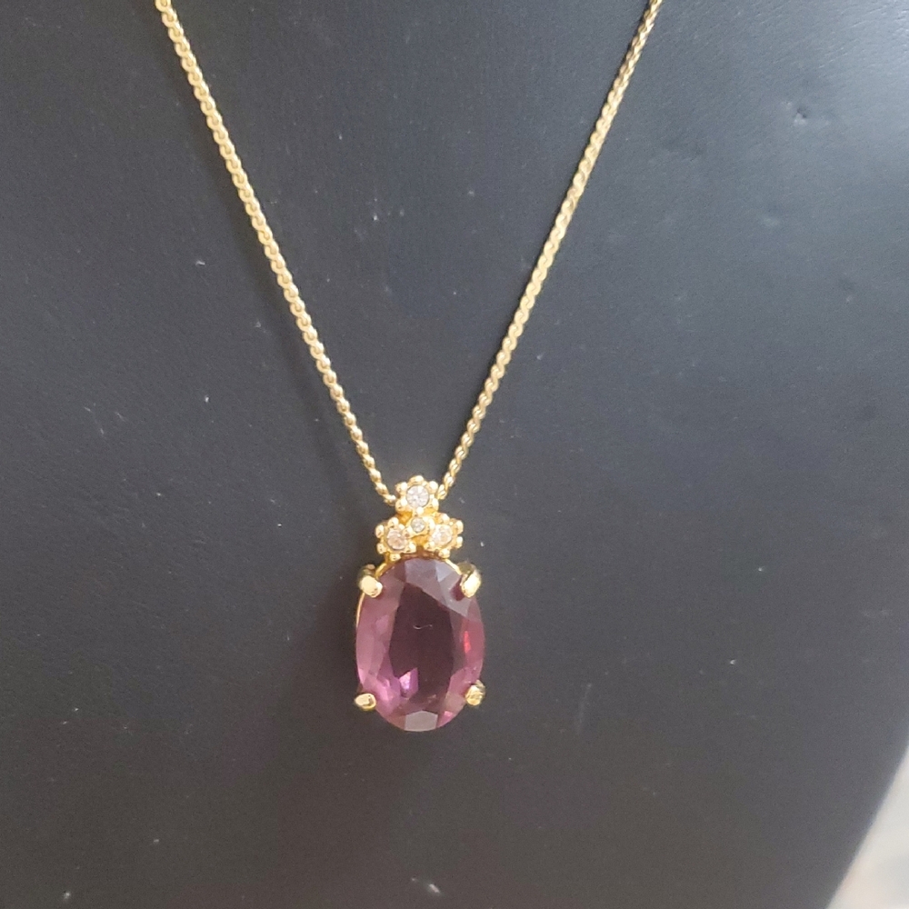 Christian Dior Gold and Purple Gemstone Necklace